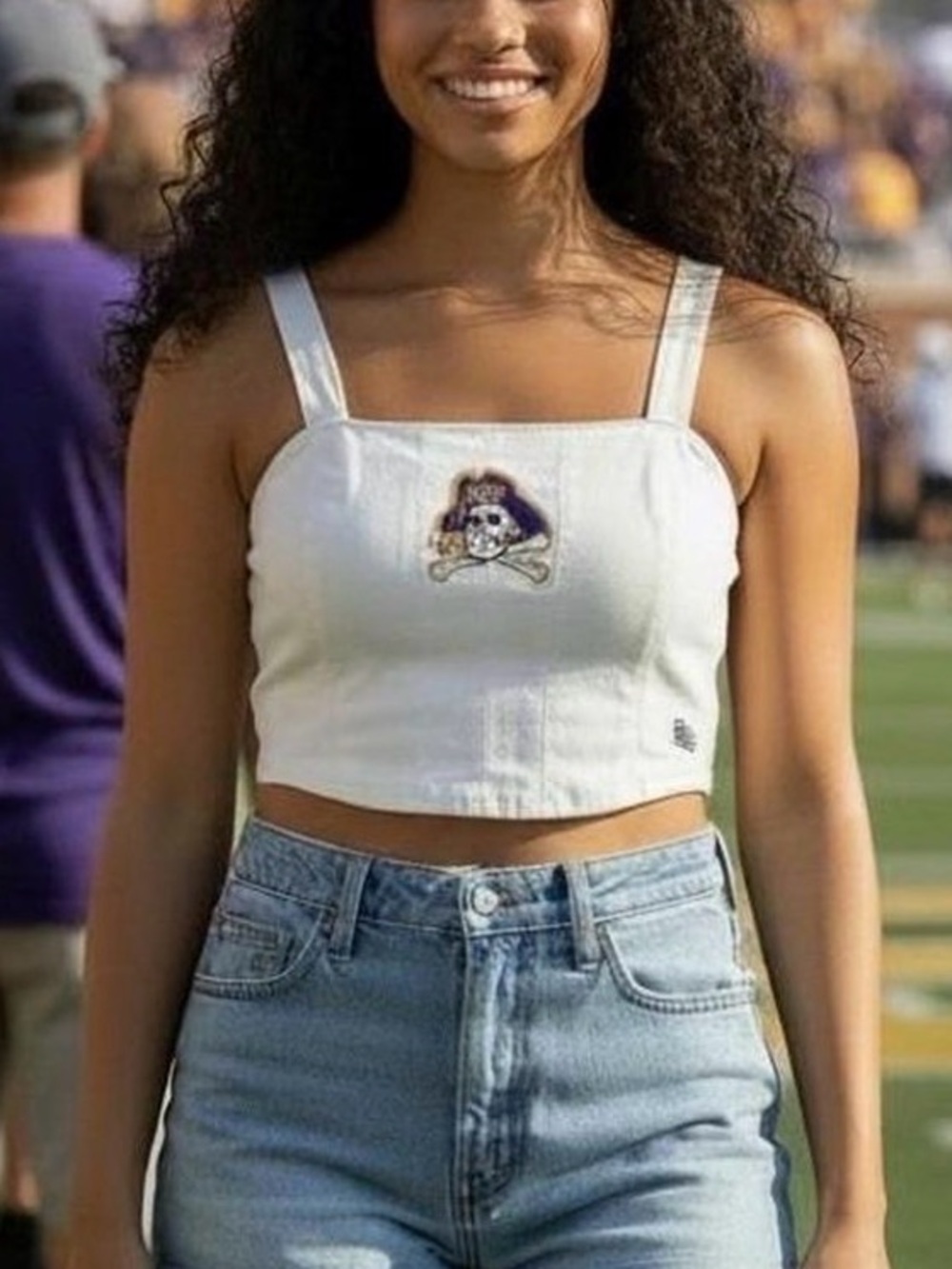 Georgetown “G” White Corset Tank Top with Embroidered